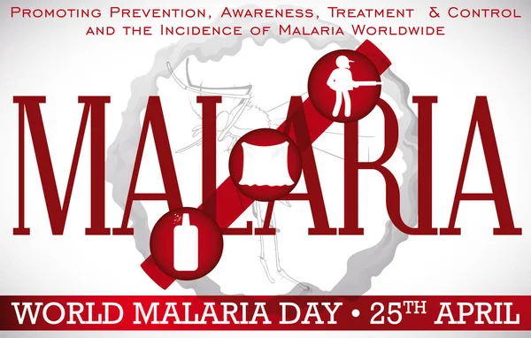 Giornata Mondiale della Malaria Progettazione Promuovere metodi di prevenzione per questa malattia, Illustrazione vettoriale — Vettoriale Stock
