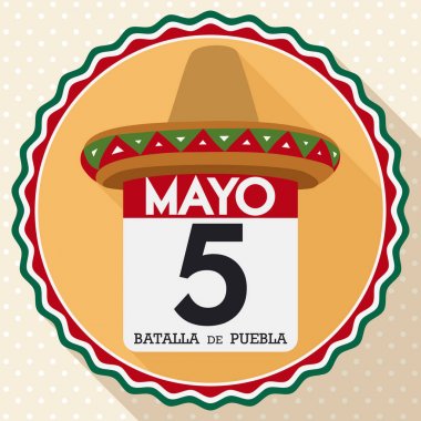 Takvim Commemorating Meksika Cinco de Mayo, vektör çizim ile şapka tuşuna