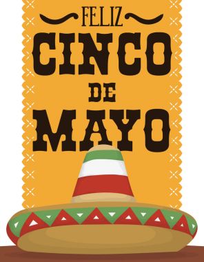 Cinco de Mayo tasarım Meksika şapka ve kağıt mendil, vektör çizim