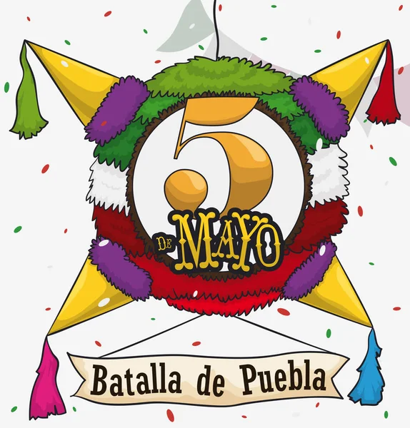 Pinata Tradicional Mexicana para la Celebración del Cinco de Mayo, Ilustración Vectorial — Archivo Imágenes Vectoriales