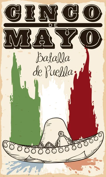 Cinco de Mayo Design z Mariachi kapelusz i krajowych pędzle, ilustracji wektorowych — Wektor stockowy