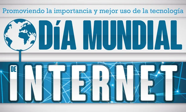 Design commémoratif avec Globe and Connections pour la Journée espagnole de l'Internet, Illustration vectorielle — Image vectorielle
