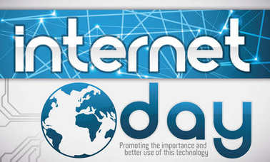 Ağ etiket ve Internet günü, vektör çizim önemini teşvik Küre