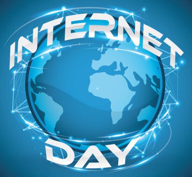 Tasarım, vektör çizim Internet günü Mavi gezegen ile bağlı