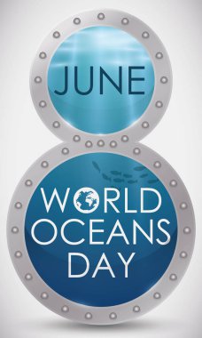 Sualtı sahne dünya okyanus günü, vektör çizim anısına ile sekiz numara