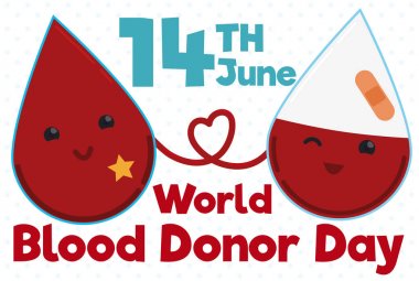 Şirin damla birbirimizi dünya kan donör günü, vektör çizim nakli