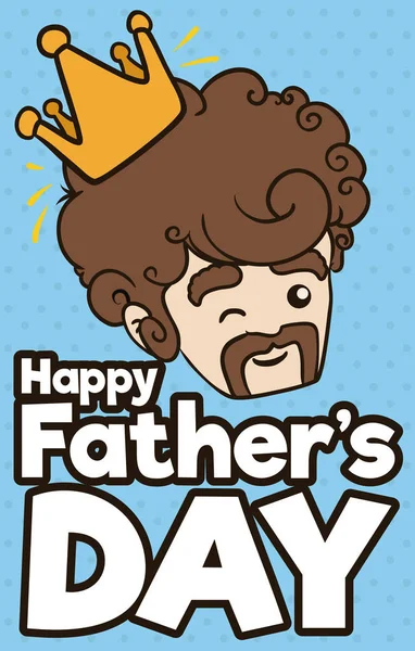 Lindo papá con corona guiñándote en el Día del Padre, Vector Ilustración — Vector de stock