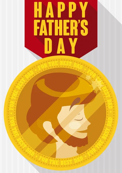 En iyi baba Babalar günü, vektör çizim içinde altın madalyası — Stok Vektör