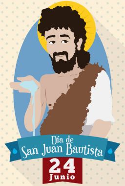 Anımsatıcı tarihi ve portre Saint John's Eve İspanyolca, vektör çizim için