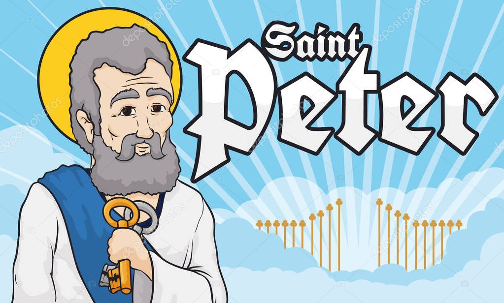 Saint Peter holding the Heaven's Keys, Vector Illustration