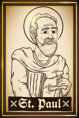 Saint Paul görüntüsüyle elle çizilmiş tarzda resim, illüstrasyon vektör