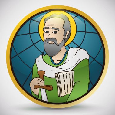 Vitray tarzı Saint Paul görüntü, vektör çizim ile yuvarlak düğmesi