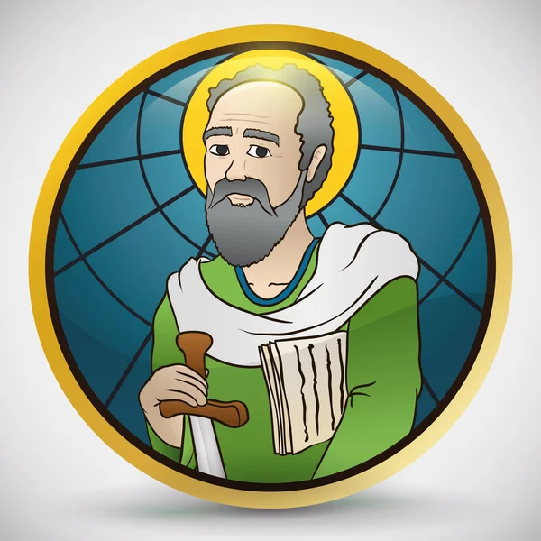 Кругла кнопка в стилі вітражні Сент-Пол образ, Векторні ілюстрації — стоковий вектор