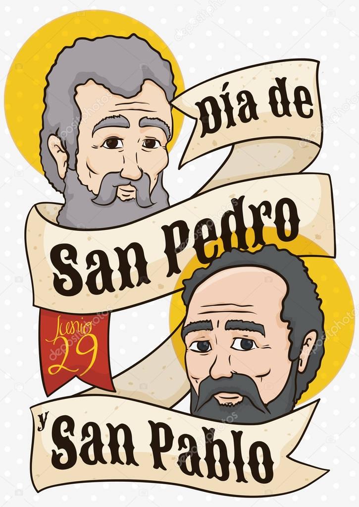 Faces behind Ribbon for Saints Peter and Paul's Day, Vector Illustration