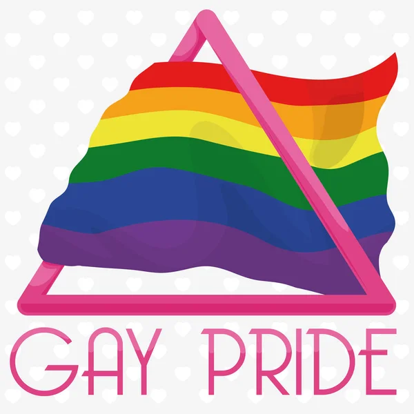 Triángulo rosa y bandera del arco iris para el orgullo gay, ilustración vectorial — Archivo Imágenes Vectoriales