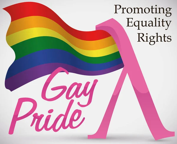 Macha tęczowa flaga i Lambda różowy Symbol dla Gay Pride, ilustracji wektorowych — Wektor stockowy
