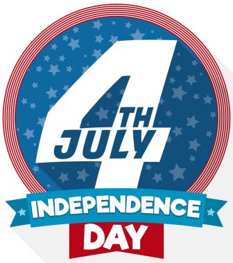 Amerikan Bağımsızlık günü, vektör çizim için anımsatıcı tarihi ile yuvarlak düğmesi