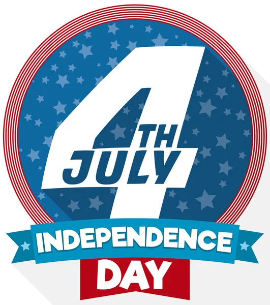 Botón redondo con fecha de recordatorio para el Día de la Independencia Americana, ilustración vectorial — Vector de stock