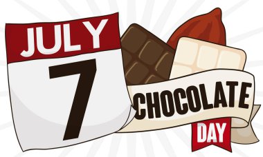 Kakao şeker çikolata gün için takvim ile farklı türde illüstrasyon vektör