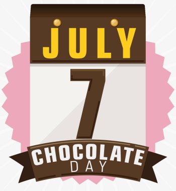 Anımsatıcı tarihi ve çikolata günü, vektör çizim için şerit ile gevşek yaprak