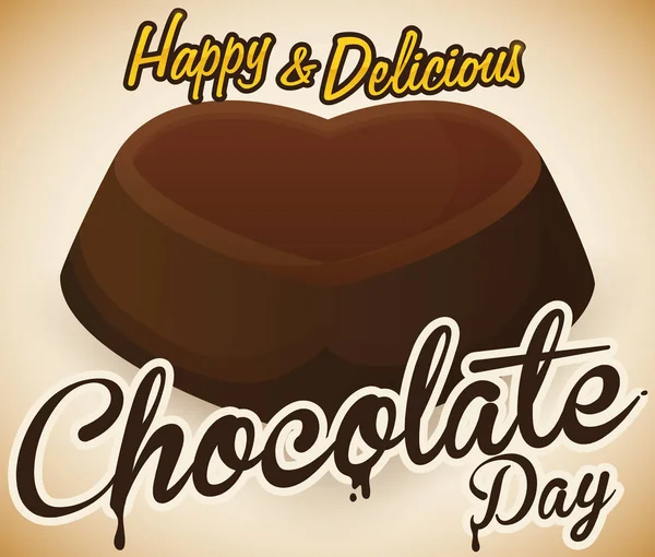 Doces de cacau com forma de coração para comemorar o dia de chocolate, ilustração vetorial — Vetor de Stock