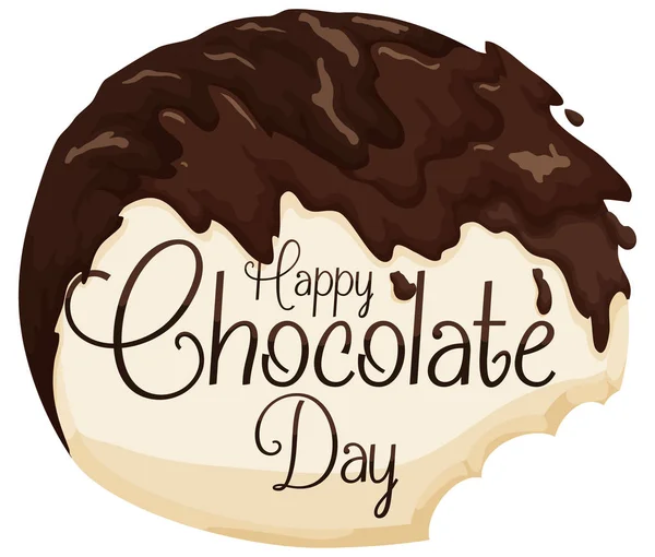 Chocolate blanco delicioso cubierto con chocolate negro líquido para vacaciones, ilustración vectorial — Vector de stock