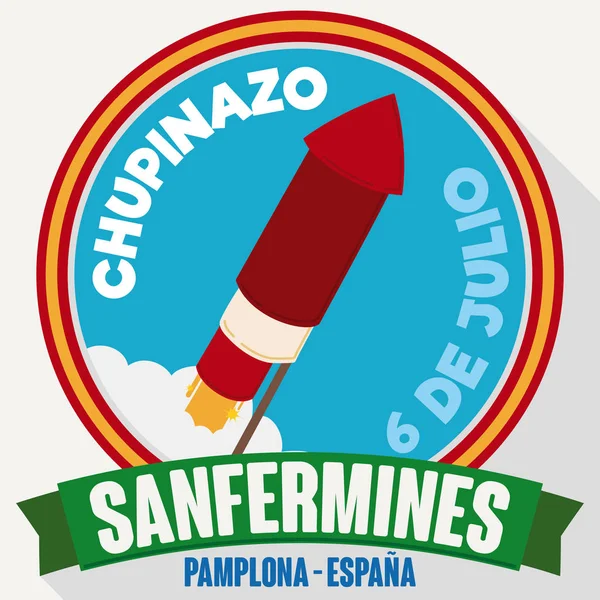 Spanisches design mit rakete für chupinazo event in san fermin, vektorillustration — Stockvektor