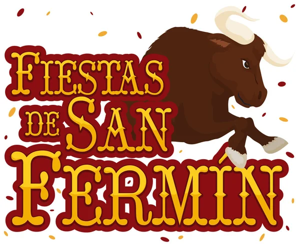 서명, 불 및 산 Fermin 스페인 축제에 대 한 색종이 벡터 일러스트 레이 션 — 스톡 벡터