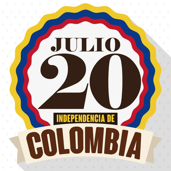 Ilustracja wektorowa patriotyczne okrągły przycisk na kolumbijskie Dzień Niepodległości, — Wektor stockowy