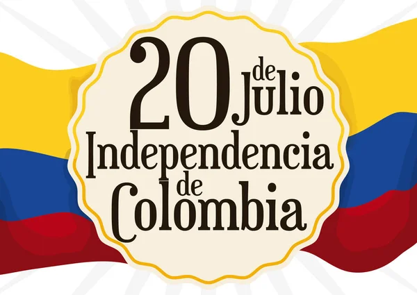 Ημερομηνία της υπενθύμισης, πέρα από την κολομβιανή σημαία, για την ημέρα της ανεξαρτησίας, στις 20 Ιουλίου, εικονογράφηση διάνυσμα — Διανυσματικό Αρχείο