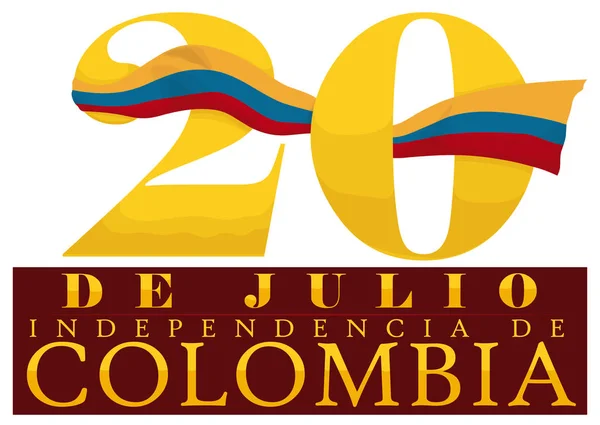 Номер даты с флагом Колумбии и знаком ко Дню независимости, векторная иллюстрация — стоковый вектор