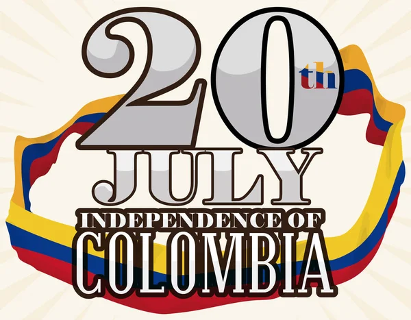 Fecha de recordatorio con bandera colombiana alrededor para el Día Nacional, Vector Illustration — Archivo Imágenes Vectoriales