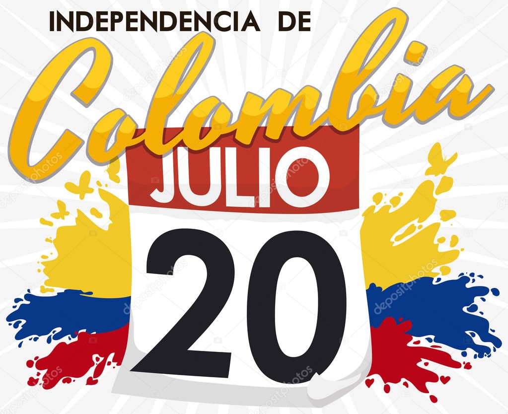 Promotional Poster with Reminder Date of Colombian Independence Day, Vector Illustration