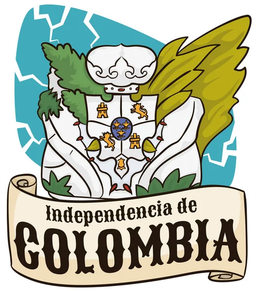 Florero y cinta icónica de Llorente para el Día de la Independencia de Colombia, Ilustración vectorial — Archivo Imágenes Vectoriales