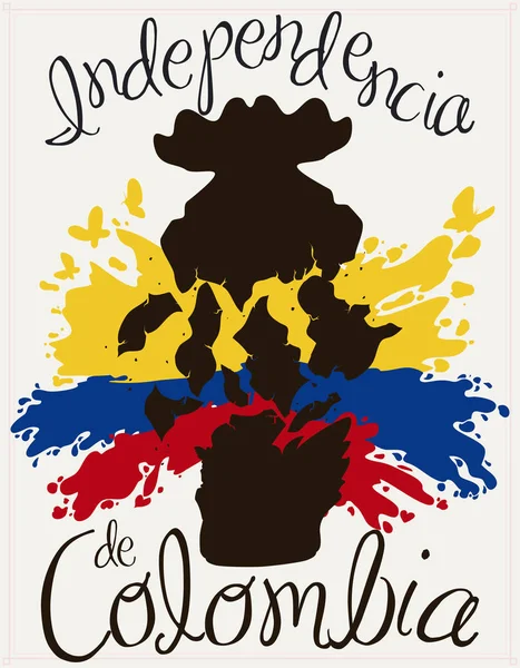 Llorente çiçek vazo kırık 's ve Kolombiya Bağımsızlık günü, vektör çizim için su sıçramalarına