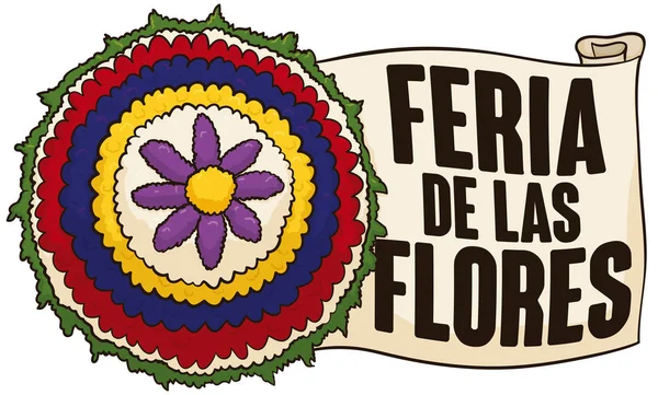 Παραδοσιακό λουλούδι τροχών και κύλισης για το Φεστιβάλ των λουλουδιών, εικονογράφηση διάνυσμα — Διανυσματικό Αρχείο