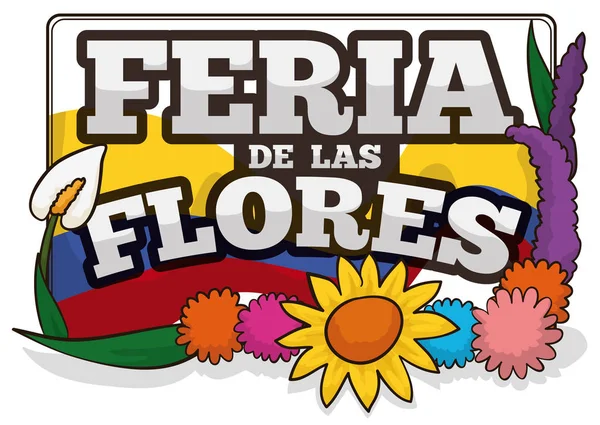Патриотические и цветочные мероприятия для колумбийского фестиваля цветов, векторной иллюстрации — стоковый вектор
