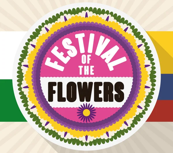 花の祭典のコロンビアのフラグの上プロモーション Silleta ベクトル イラスト — ストックベクタ