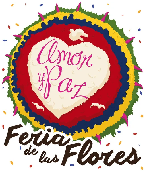 Pluie colombienne Silleta et Confetti pour le Festival des Fleurs, Illustration vectorielle — Image vectorielle