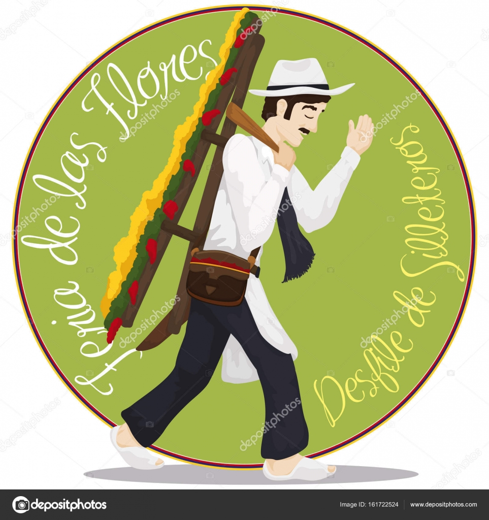 Traditional Male Silletero for Colombian Festival of the Flowers