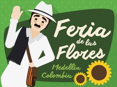 Geleneksel Kolombiya Arriero işareti vektör çizim çiçek Festivali için üzerinde