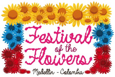 Çiçek, Kolombiyalı Festivali anmak için vatansever çiçek illüstrasyon vektör