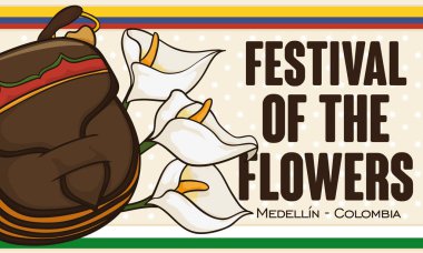 Carriel ve Antoryum çiçek, vektör çizim Kolombiyalı Festivali için