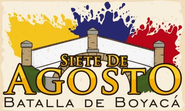 Hatıra Boyaca'nın Köprüsü ve boya su sıçramalarına Kolombiyalı bayrak, vektör çizim gibi