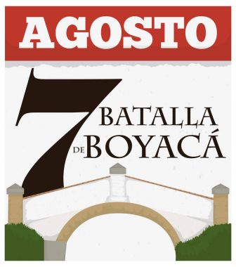 Kolombiya Milli günü, vektör çizim için Boyaca köprü tasarımı ile gevşek yaprak takvim
