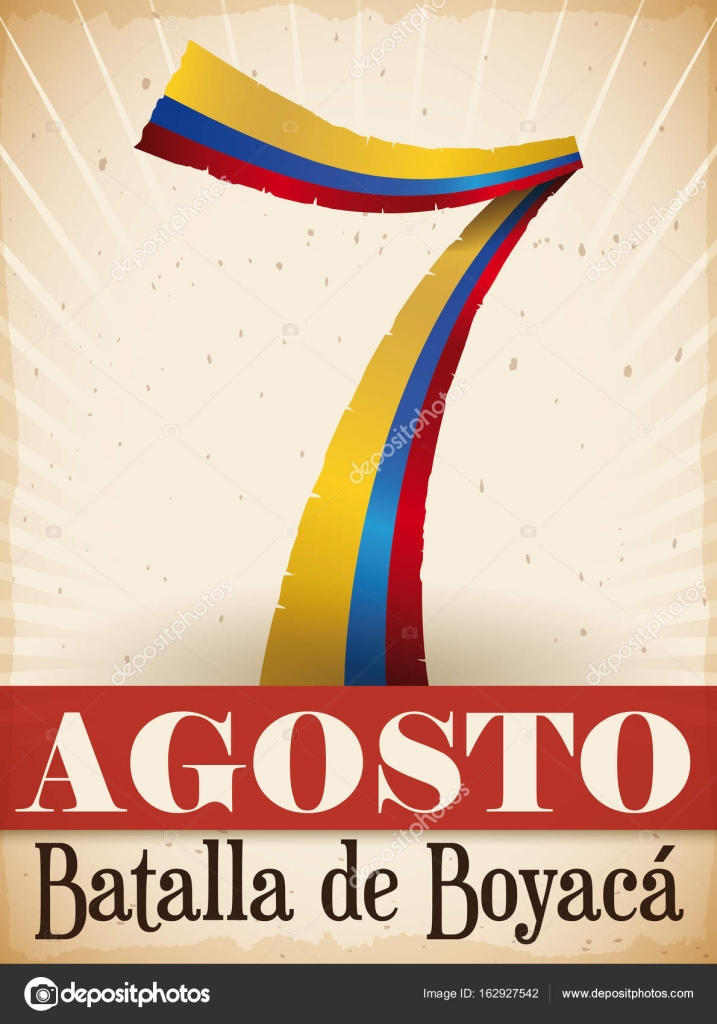 Ribbon with Colombian Colors Like Number Seven for National Day
