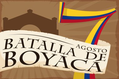 Kolombiya Milli Günü için numarası üzerinde kaydırma: Boyaca'nın savaş, vektör çizim