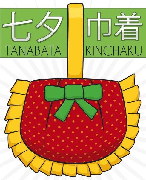 Kinchaku tradicional en papel para el Festival de Tanabata, ilustración vectorial — Vector de stock