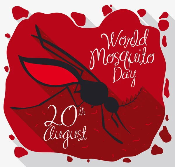 Mücke über Blut und Parasiten zum Weltmückentag, Vektorillustration — Stockvektor