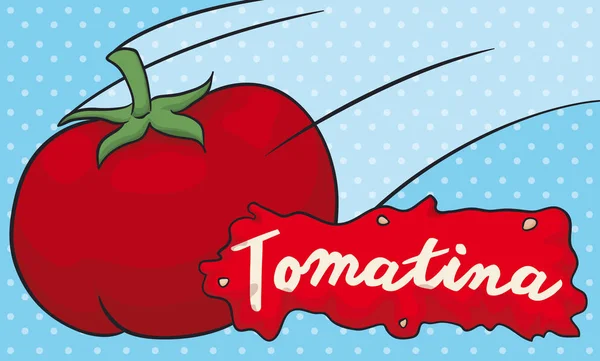 トマティーナ イベントでトマトを投げ、ベクトル イラスト — ストックベクタ